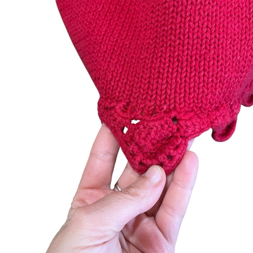 Casual Corner Artsy 90s Red Knit Sweater Vibrant Details Art To Wear - Picture 3 of 11